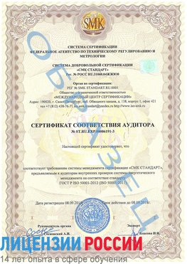 Образец сертификата соответствия аудитора №ST.RU.EXP.00006191-3 Владимир Сертификат ISO 50001